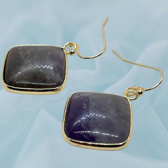 Large, Natural Amethyst Earrings - Picture 1 of 3
